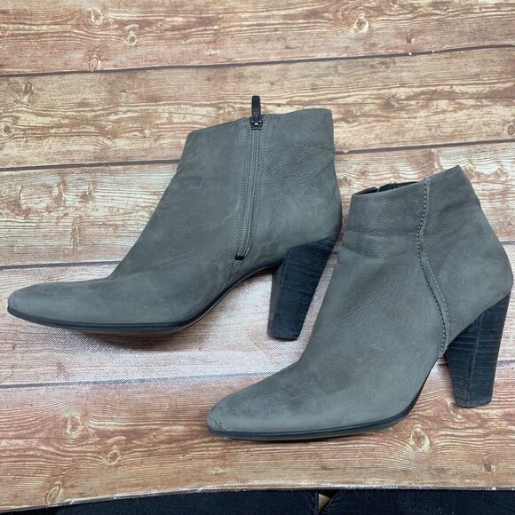 Ecco Ankle Boots Side Zip Nubuck Leather Heels Women’s Size 40 US 9 - 9.5 - Picture 4 of 16